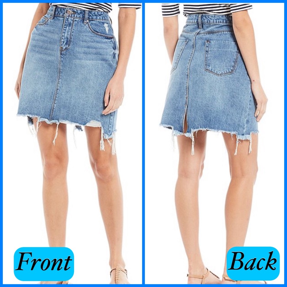 🌺Brand New🌺Rare Distressed Raw Cut Denim Skirt - Picture 11 of 12